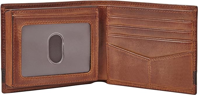 Fossil Men's Quinn Leather Bifold with Flip ID Wallet, Men's Leather Wallet, Brown - Image 2