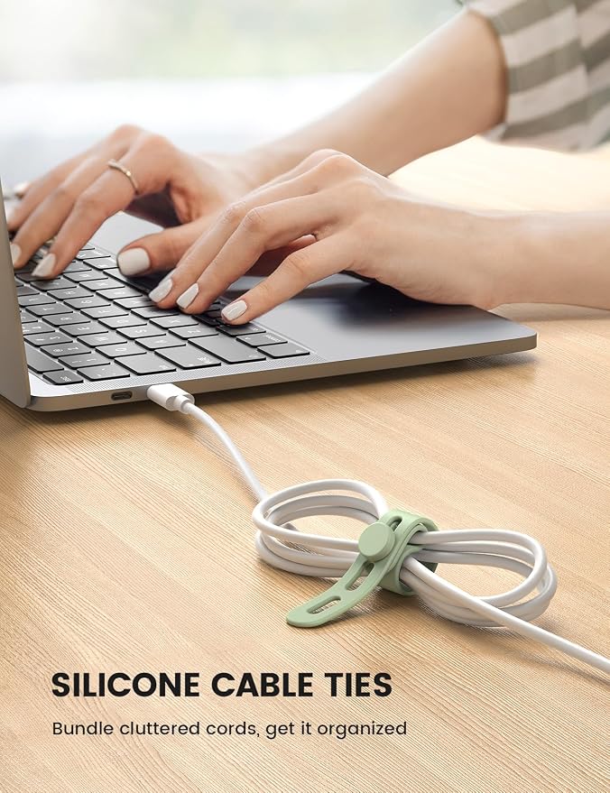 Lamicall 20 Pack Silicone Cable Ties, Reusable Cord Organizer Straps | Elastic Durable, Colorful, Cable Wraps Management, Home Office From Phone Charger Organizer Ties, Travel Essentials - Image 2