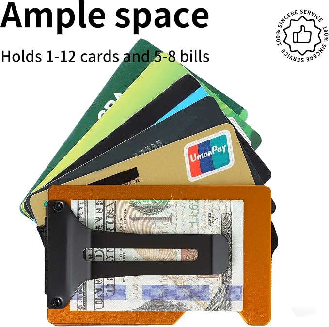 Slim Wallet for Men,RFID Blocking Minimalist Metal Wallet, Money Clip/Cash Holder, Front Pocket Aluminum Credit Card Holder, Ideal Gift for Men,Matte Orange - Image 2