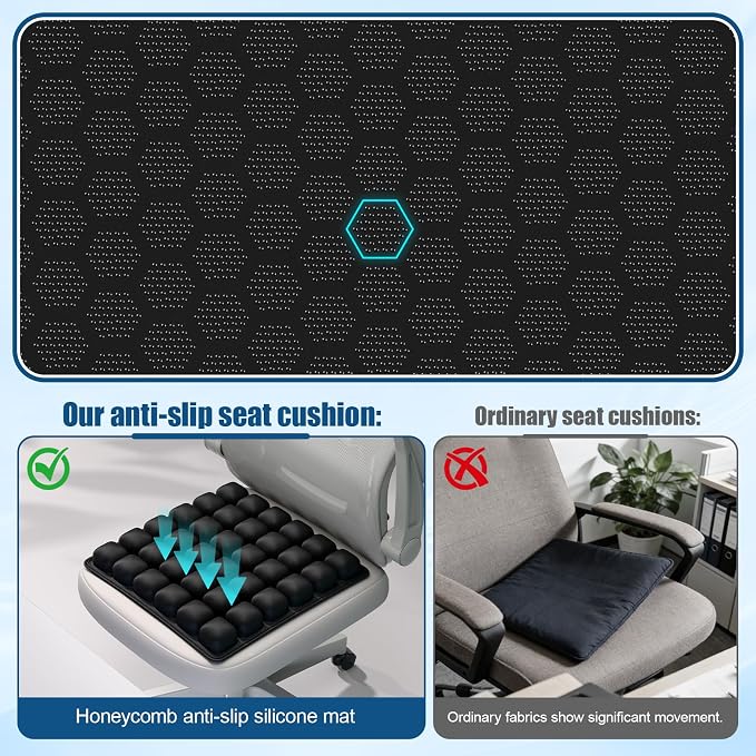 Inflatable Seat Cushion Press-to-Inflate Travel Airplane Car Office | 17.3"x17.3"x1.8", 36 cells, supports 330 lbs, ergonomic, pressure relief, lightweight, non-slip, foldable,no storage bag - Image 3