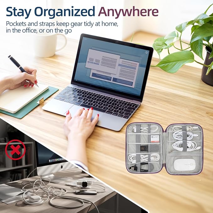 Cable Organizer Bag, Electronics Case for Cords, Chargers & Tech | Organize cables, chargers and power banks with elastic loops, mesh pockets and a slim design for travel. - Image 6