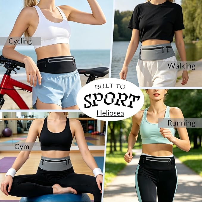 Running Belt for Men Women, Ultra-thin Run Belt with Pockets Secure Adjustable Fanny Pack Marathon Jogging Runners Belt for Phone, Keys & Essentials - Fits 6.9'' Phones (Black, X-Large) - Image 9