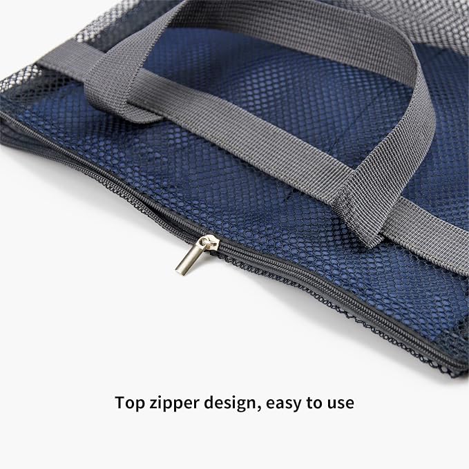 Mesh Shower Caddy Bag Portable Hanging Toiletry and Bath Organizer with Zipper for Travel, Gym, Camping, College Dorms, Beach - Image 3