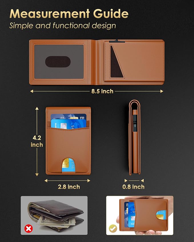 QLD 2026 Wallet for Men - RFID Blocking [Functional & Practical] Bifold Slim Minimalist Credit Card Holder Pop Up Wallet Metal Case with Cash Slot, Front Pocket with ID Window, Gift Boxed - Image 7
