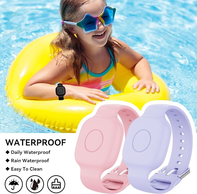 Waterproof Silicone Bracelet for Tile Mate 2024/2022, Hidden GPS Tracker Holder for Kids, Teens & Elderly, Adjustable Anti-Lost Wristband, Durable, Lightweight, Comfortable Fit – Pink/Purple - Image 4