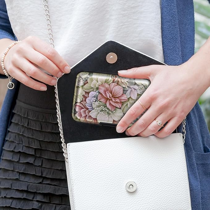 2 Pack Credit Card Holder for Women RFID Blocking Wallet, Happy Flower | Card Wallets for Women Small Mini Business Metal Accordion Aluminum Alloy Hard Case for Men - Image 7