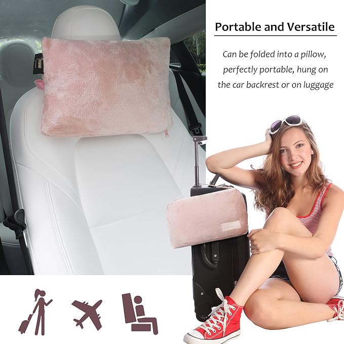 Tirrinia Travel Blanket Pillow - Wearable Airplane Blanket with Feet Pockets for Long Flights, Airplane Accessories Blanket Robe for Women and Men, Gift for Her - Image 2