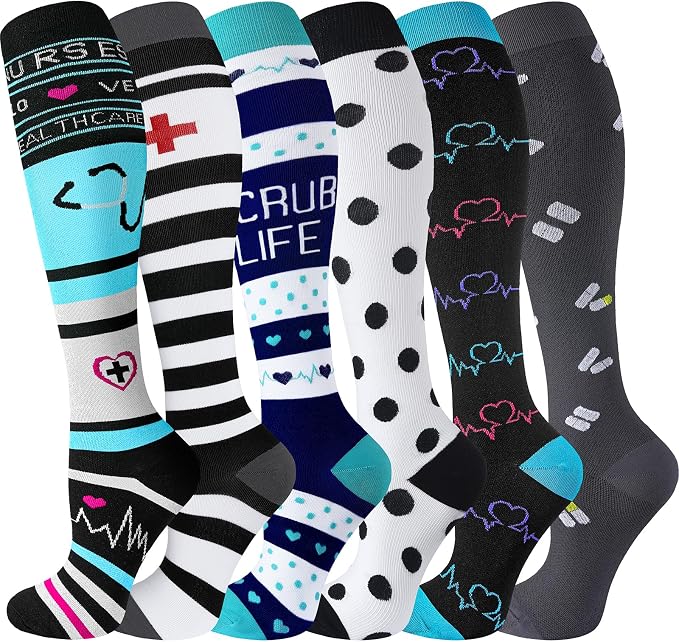 cerpite Compression Socks for Women & Men 6 Pairs Knee High Compression Socks 20-30 mmhg Best for Running,Nurse,Travel by Cerpitesportsstyles