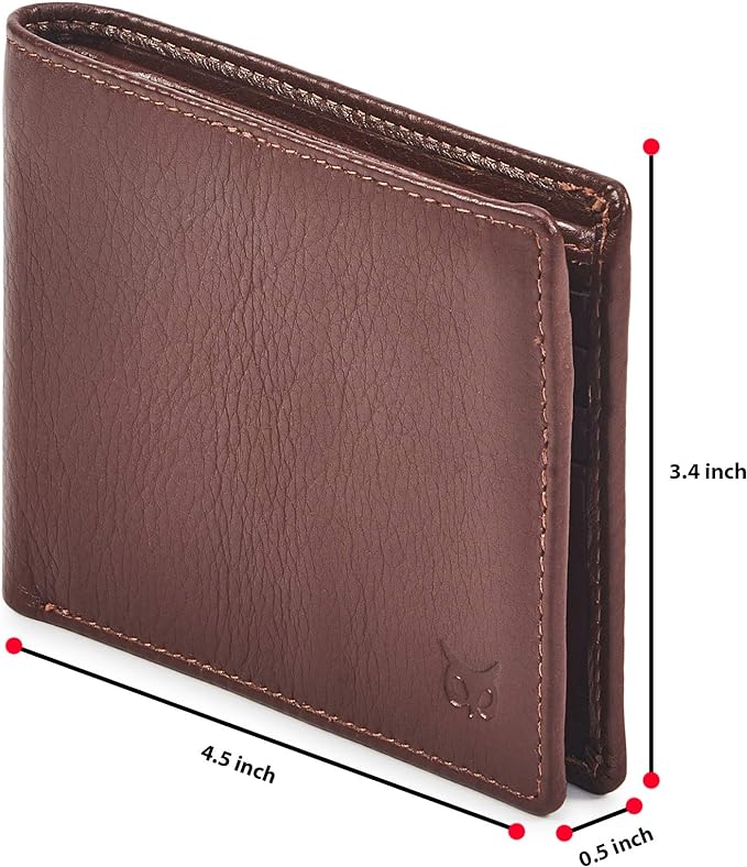 Real Leather Mens Bifold Wallet RFID Blocking Slim Minimalist Front Pocket - Thin & Stylish with ID Window in Gift Box (Nappa, Cognac) - Image 2