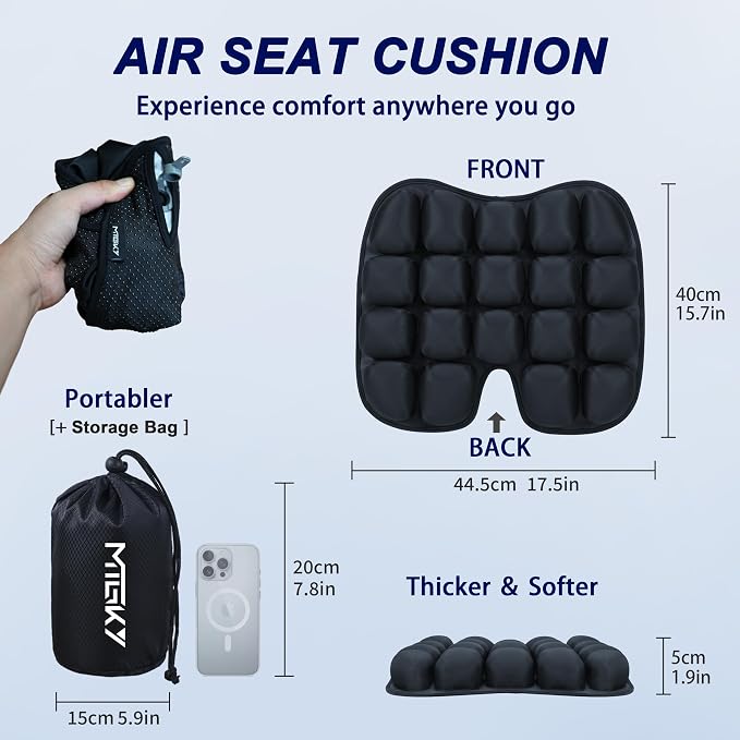 Travel Cushion for Airplane,Portable&Adjustable Air Seat Cushion,Inflatable Cushion for Travel,Coccyx Tailbone Pain Relief Chair Pad - Image 8