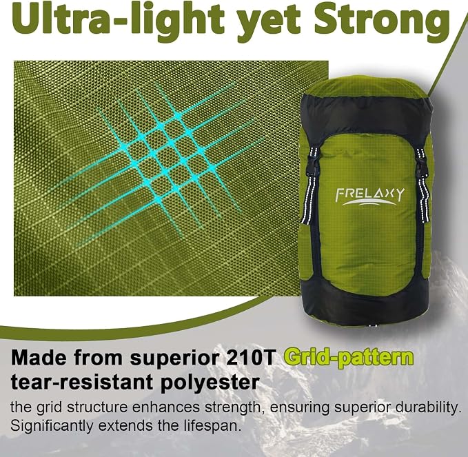 Frelaxy Compression Sack, 40% More Space! Sleeping Bag Stuff Sack | Ultralight Compression Stuff Sack, Water-Resistant & Ultralight Space Saving Gear for Camping, Hiking 11L/18L/30L/45L/52L - Image 3