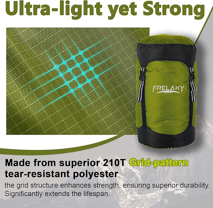 Frelaxy Compression Sack, 40% More Space! Sleeping Bag Stuff Sack | Ultralight Compression Stuff Sack, Water-Resistant & Ultralight Space Saving Gear for Camping, Hiking 11L/18L/30L/45L/52L - Image 3