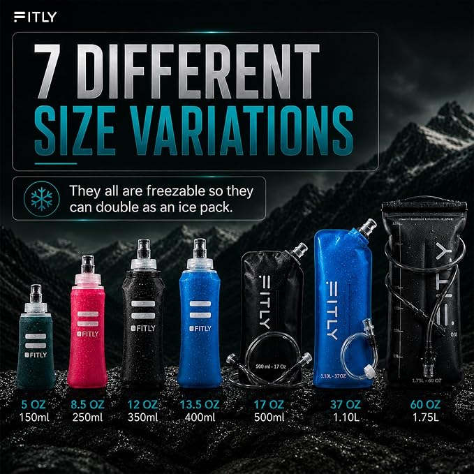 FITLY Soft Flask - Shrink As You Drink Soft Water Bottle for Hydration Pack - Folding Water Bottle Ideal for Running, Hiking, Cycling, Climbing & Rigorous Activity - Image 7