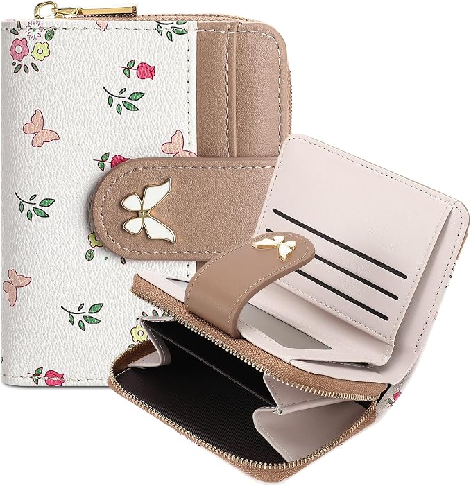 Small Wallet for Women Rfid Bifold Leather Card Holder Wallet With Zipper Pocket by FALANMULE