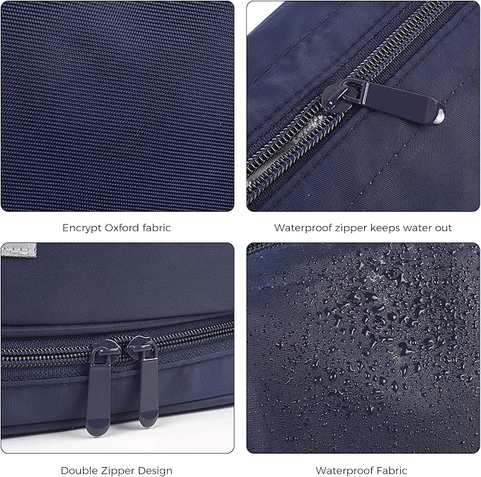 Travel Toiletry Bag Water-resistant with Hanging Hook for Womens Large Packing with Waterproof Wet/Dry Compartment Travel Shower Bags Travel Toiletry Organizer Dopp Kit Shaving Bag - Image 4