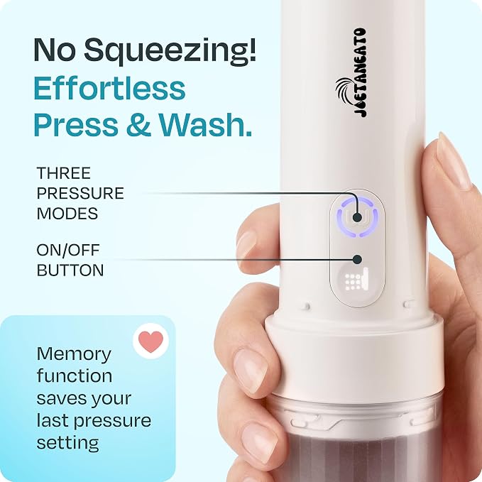 Portable Electric Bidet for Travel - Portable Bidet Rechargeable Handheld Sprayer with 3 High Pressure Modes, USB-C, Adjustable Nozzle & Extra Clean Kit, IPX6 Waterproof Peri Bottle (White) - Image 4