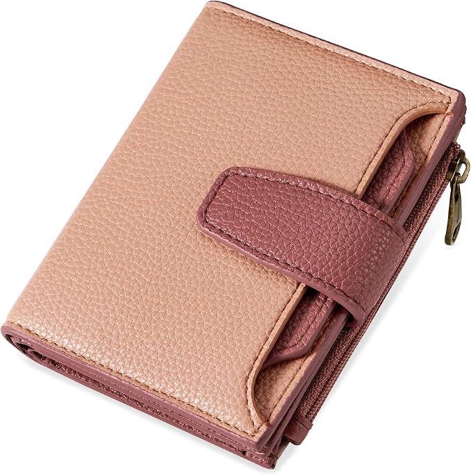 Small Wallet Women RFID Blocking Soft Leather Bifold Compact Card Holder Wallet for Women with Zipper Coin Pocket 4 ID Window by Airkit