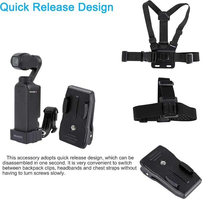 PellKing 4in1 Mount Accessories Kit for DJI Osmo Pocket 4 Pro 3 Xtra Muse | Chest Mount,Neck Holder Mount,Head Mount,Backpack Strap Mount With Expansion Adapter for Pocket 4 Pro 3 Xtra muse Camera - Image 2