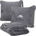 BlueHills Premium Soft Travel Blanket Pillow 2-in-1 Airplane Warm - Gray | 2 in 1 Airplane Blanket Pillow, Hand Luggage Strap & Backpack Clip, Lightweight & Compact, Must Have Essential Travel Gifts by BlueHills