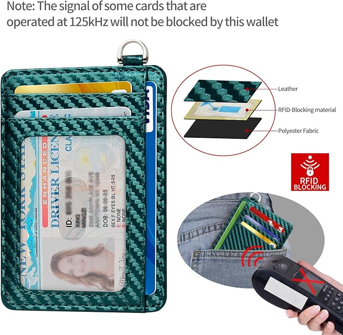 Slim Minimalist Front Pocket Wallet, RFID Blocking Credit Card Holder Wallet with Detachable D-Shackle for Men Women - Image 4