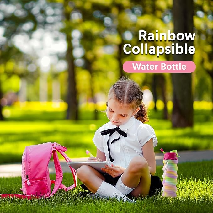 4 Pcs Collapsible Water Bottles 16 oz Portable Foldable Water Bottles Silicone Leak Proof Travel Water Bottle Reusable Sports Water Bottle with Metal Clip for Camping Hiking Travel - Image 7