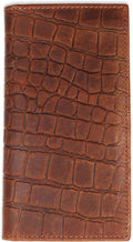 F&L CLASSIC Men's RFID Vintage Look Genuine Leather Long Bifold Wallet Checkbook Wallets,Crocodile style brown,240-70 by FLCLASSIC