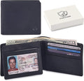 Wallet for Men Slim RFID Blocking Leather Bifold Minimalist 2 ID Windows Gift Box Carteras Para Hombres (CRAZY HORSE, BLACK) by Cochoa