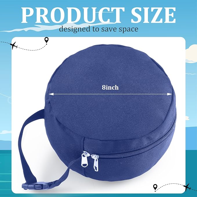 1 Pcs Travel Neck Pillow Bag Compact Travel Neck Carrying Case Bag for Airplane Train Journey Quick Release Clasp Attaches to Luggage Purse Backpack, Pillow Not Included(Blue) - Image 2