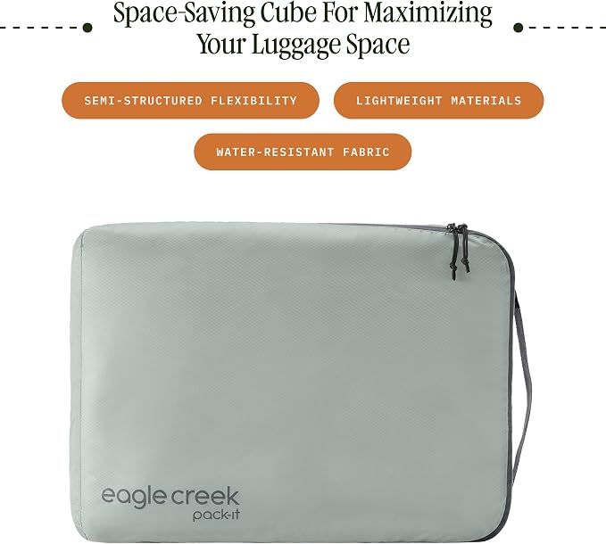 Eagle Creek Pack-It Isolate Cube, Large, Storm Grey | Clothes Packing Cube for Maximizing Luggage Space, Angled Zippered Opening, Convenient Top Handle, Water-Resistant - Image 2