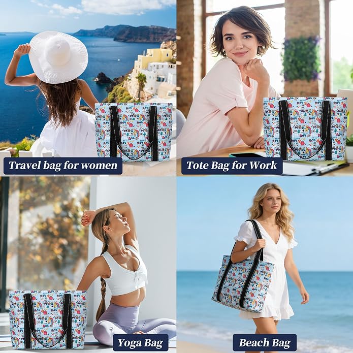 Tote Bag for Women with Laptop Compartment & Cup Holder,Nylon Bag for Work,Travel,Gym,Beach,Teacher,Nurse,School,Mom - Image 2
