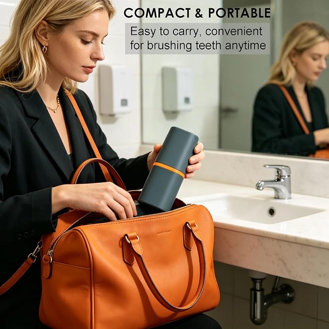 Toothbrush Travel Case - Travel Toothbrush and Toothpaste Case | 2-in-1 Standup Travel Toothbrush Holder with Mouthwash Cups, Compact Toothbrush Case for Traveling Camping Trip Dorm Gym Home - Image 5