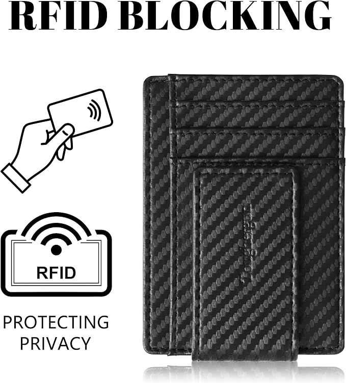 Toughergun Slim Wallet for Men RFID Blocking Money Clip, Minimalist Front Pocket Credit Card Holder, Magnetic Thin Mens Wallets with ID Window - Image 6