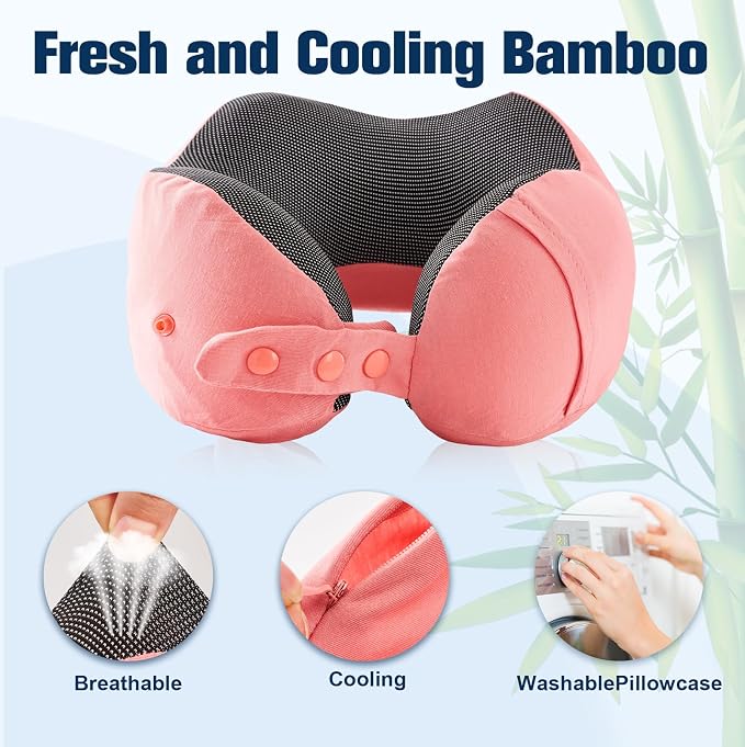 Cirorld Neck Pillow for Traveling, Travel Pillows for Airplanes,100% Pure Memory Foam Travel Neck Pillow, Adjustable Flight Pillow, Portable Plane Accessories with Eye Mask, Earplugs, Carry Bag - Image 5