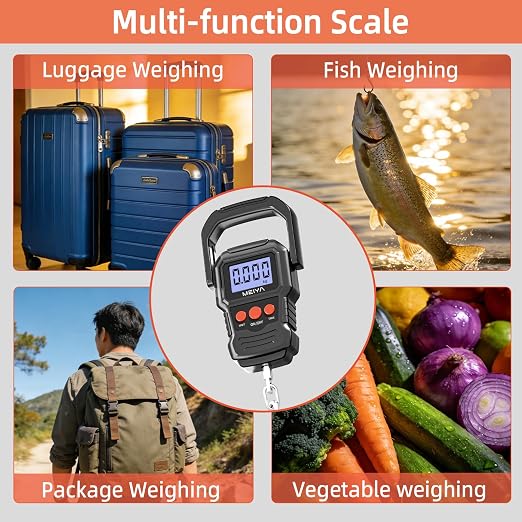 MEIYA Digital Fish Scale with Backlit LCD Display Up to 110lb/50kg for Anglers, Accurate Luggage Scale for Travel, Outdoor, Home Use, Includes 2 AAA Batteries and Hook, Essential Fishing Gear - Image 8