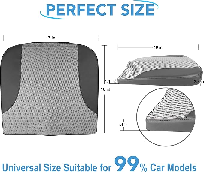 Lofty Aim Car Seat Cushion, Car Seat Pillow, Automotive Cushion | Memory Foam Car Seat Cushion for Long Driving, Butt Pillow for Pain Relief, Driver Seat Cushion for Car, Office, Black&Gray - Image 9