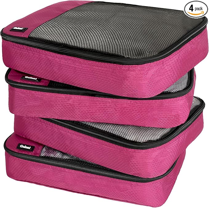 Packing Cubes for Travel Essentials,4 Set Packing Cubes for Suitcases,Lightweight Mesh Luggage Organizer Bag,Pink by GoloniYourStyleYourRule
