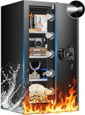 7.5 Cu Ft Fireproof Safe Box for Home,Digital Keypad,35-Min Fire Protection | 35-Min Fire Protection at 1700°F, 3-Removable Shelves, Smart Alarm & Anti-Pry Security, External Emergency Power, Silent Mode by Mitlvge
