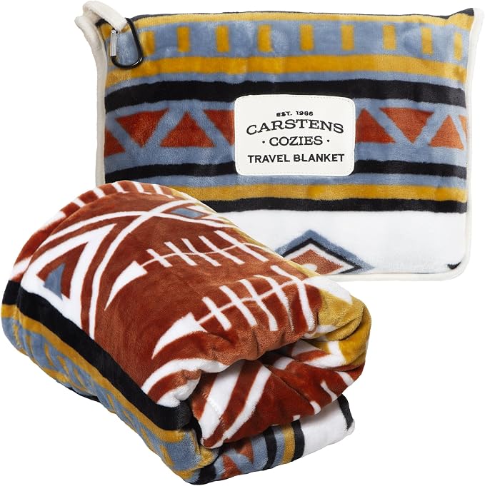 Carstens, Inc. Travel Blanket, Premium Compact 2-in-1 Airplane Blanket/Pillow, Arrowhead Earth by Carstens