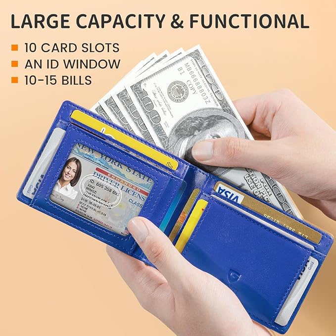 GSOIAX Slim Wallet for Men Rfid Blocking Leather Bifold Front Pocket Carbon Fiber Men's Money Clips Credit Card Holder With Gift Box - Image 3
