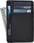 Leather Slim Minimalist RFID Blocking Front Pocket Wallet, Ebony by OakLeathers