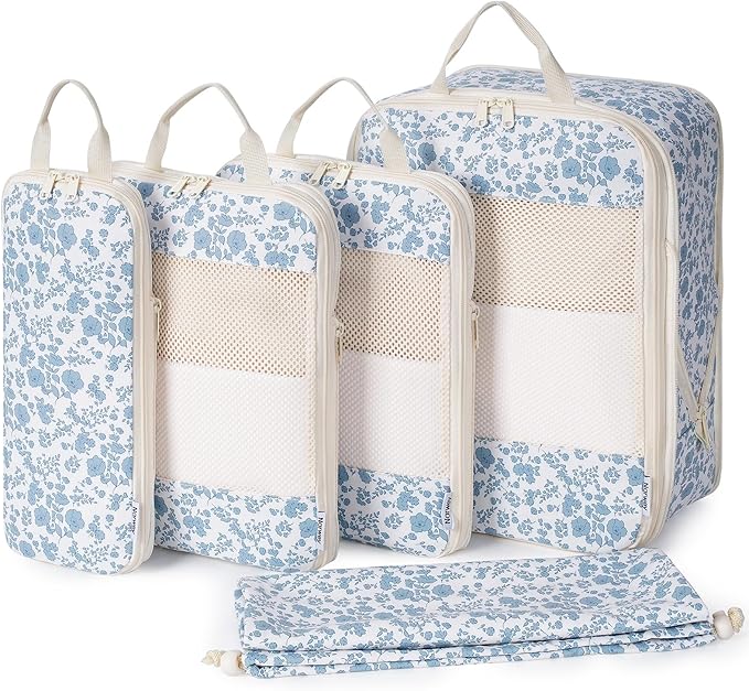 Narwey 6 Set Compression Packing Cubes for Travel Women Men, Travel Cubes for Carry On Suitcase, Durable Compression Luggage Organizer Bags by Narwey