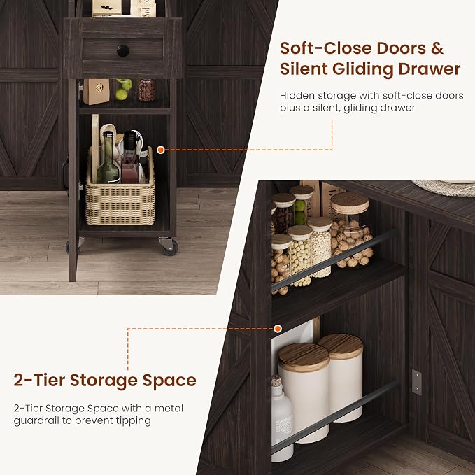 Space Saving Folding Dining Table for 2-4, Farmhouse Foldable Dining Table with Drawer and Storage Shelf, 6 Wheels Drop Leaf Kitchen Dining Room Table for Small Space (Walnut 47.2" x 23.6" x 29.5") - Image 8
