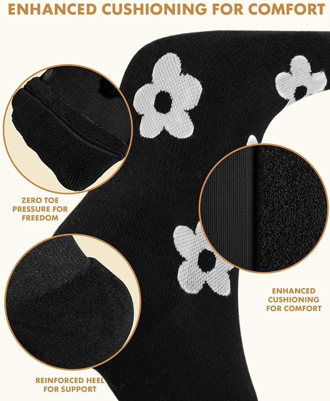 Thick Soft Cotton Compression Socks | 2 Pairs 15-20mmHg Cushioned Soft Breathable Comfortable Knee High Compression Socks for Women Men, Pregnancy Travel Nurse - Image 4