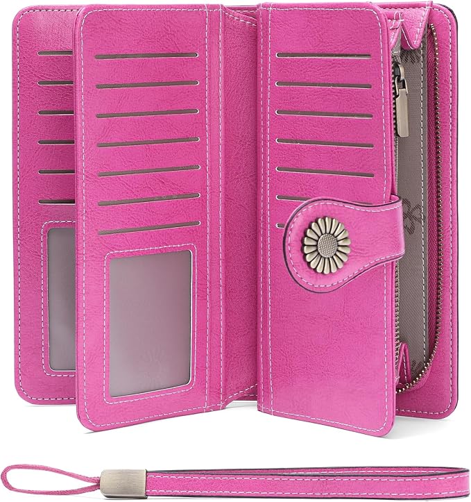 SENDEFN Wallets for Women Leather Credit Card Holder with RFID Blocking Large Capacity Wristlet | with RFID Blocking by SENDEFN