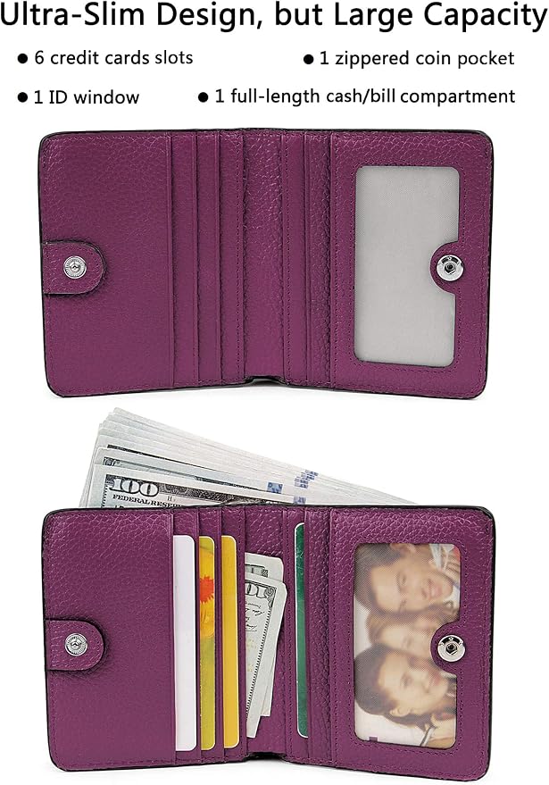Small Leather Wallet for Women, Ladies Credit Card Holder RFID Blocking Women's Mini Bifold Pocket Purse - Image 2