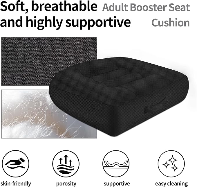 Height-Adjustable Seat Cushion-15.7x15.7x4.7inches Improved Model with Adjustable Height Breathable Nylon mesh Fabric Ergonomic Design Suitable for use in Cars, Offices, and Outdoors - Image 2