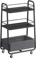 VASAGLE Storage Cart with Fabric Basket, 3-Tier Rolling Utility Cart | Cart with Wheels and Shelves, for Living Room, Bedroom, Kitchen, Ebony Black, LILEA Collection ULRC001BE02 by Unknown
