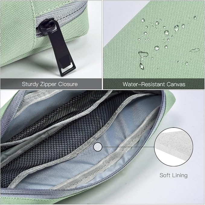 imComor Universal Electronics Accessories Case Bag, 2-Pack Portable Soft Carrying Case Bag Pouch Wire Cable Organizer for Hard Drive, Power Adapter, Laptop Mouse, Cosmetics Kit, Small+Big-Mint Green - Image 4