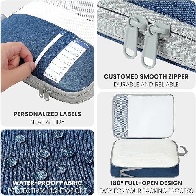 Compression Packing Cubes for Travel, Lightweight Vacation Travel Essentials, Travel Accessories for Suitcase Organizer Bags Set, Durable Luggage Organizer - Image 4