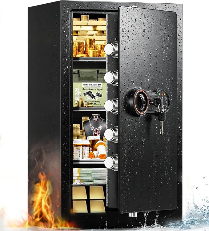 35-Min 1700°F Fireproof Safe for Home Documents, 27.6" Tall Large Safe Box | 64LBS Heavy-Duty Safe with Alarm System and Sensor LED Light, Fire Safe for Office Security by BuildYourSafekeepingSystem